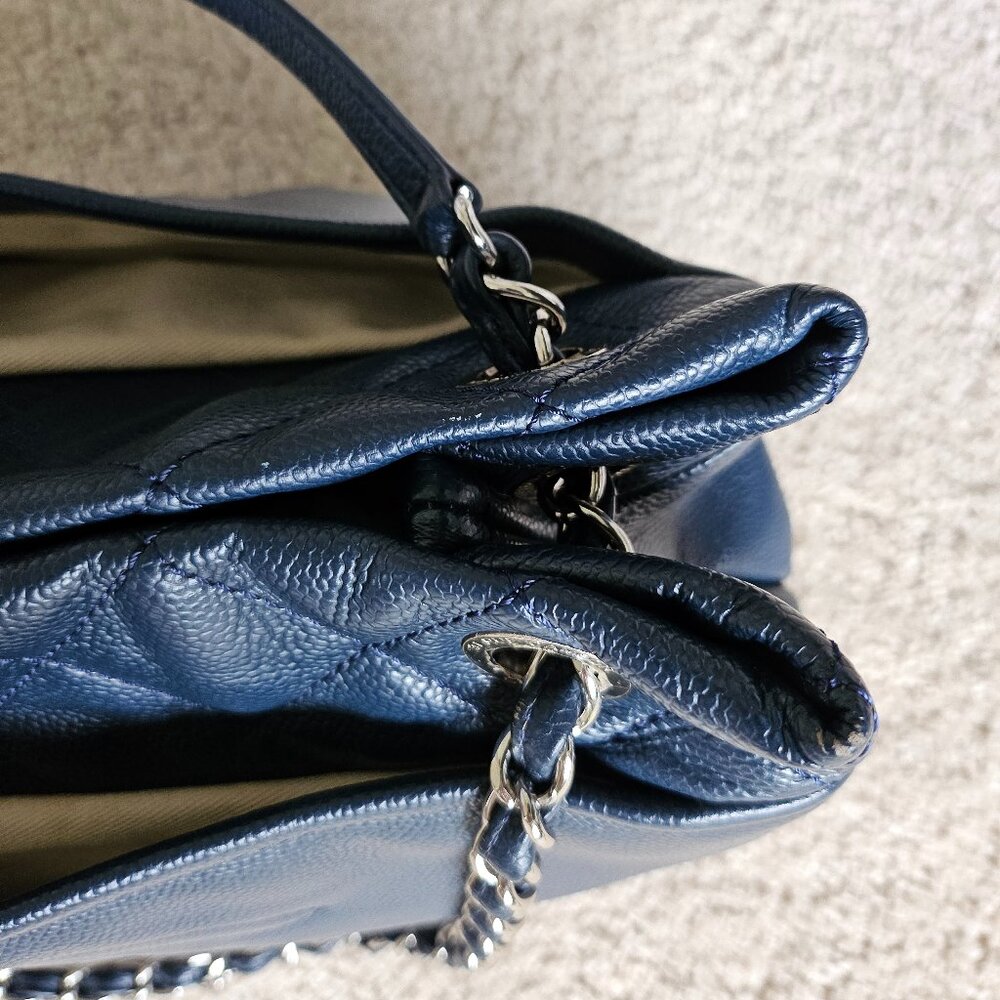 EUC Chanel Blue Lambskin with Quilting & Silver chains Tote Bag - Picture 3 of 17